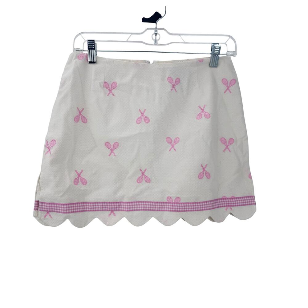 Lilly Pulitzer The Perfect Vintage Tennis Skirt Embroidered Pink Racquets Sz 4P - Picture 7 of 11